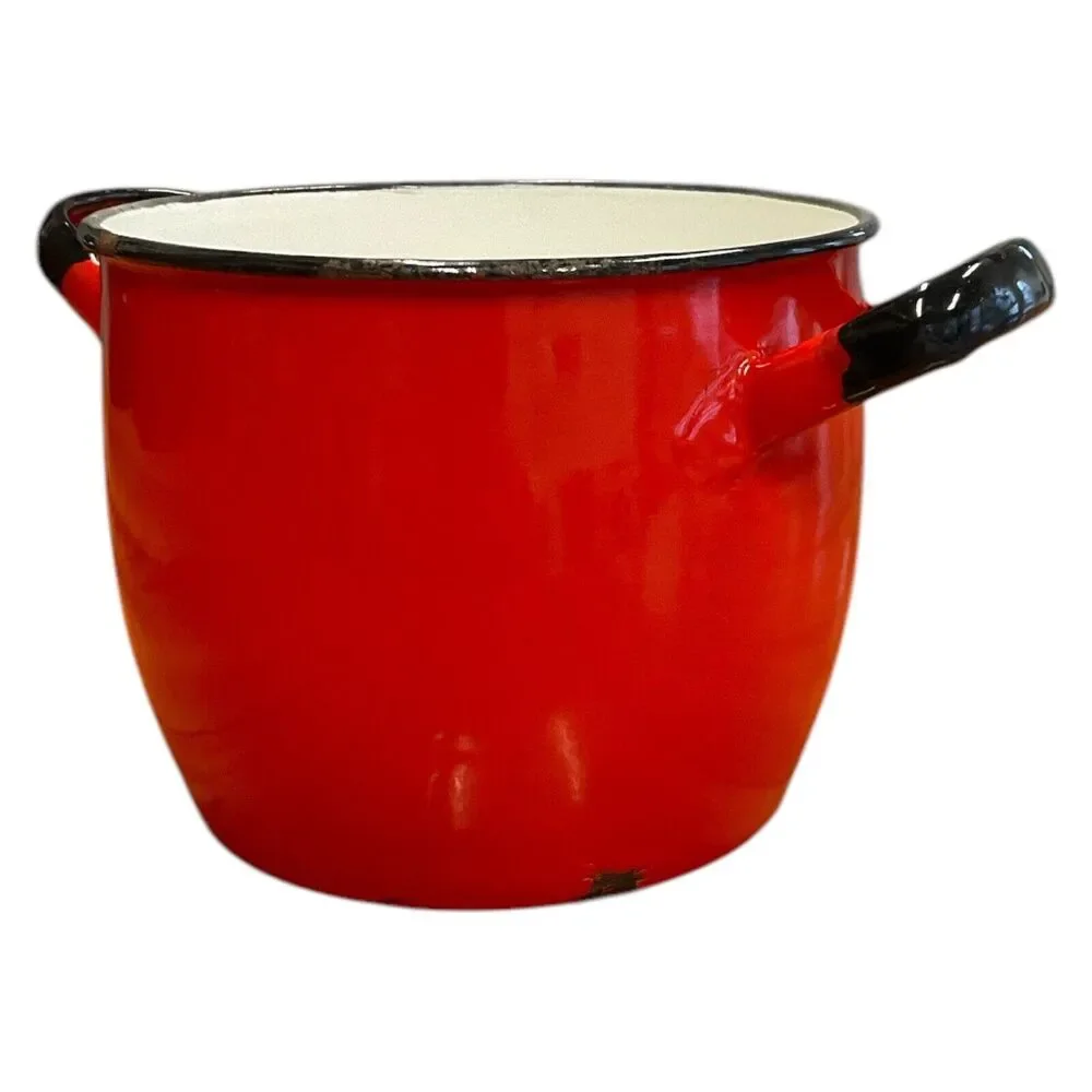 Vintage Huta Silesia Red Enamel Stockpot Made in Poland Size 14‎